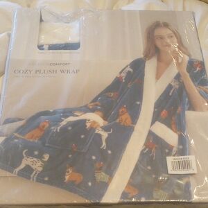 Cozy Plush Wrap - Navy Dog Print Sherpa Robe